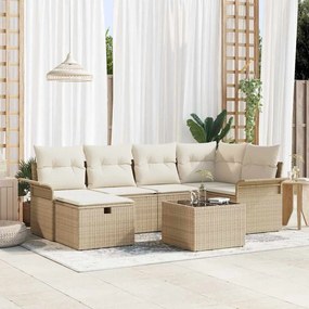 vidaXL Σετ Καναπέ Κήπου 7 pcs μπεζ και κρεμ 242.5 x 132.5 x 85 εκ.