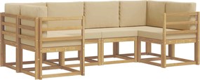 vidaXL Σειρά Καναπέ Εξωτερικού με μαξιλάρι 6 pcs Λευκό και Μπεζ