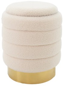 Σκαμπό-μπαούλο Dazzle pakoworld μπουκλέ cream-χρυσό Φ36x44εκ