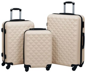 vidaXL Σετ Βαλιτσών Τρόλεϊ με Σκληρό Περίβλημα 3 τεμ. Χρυσό ABS