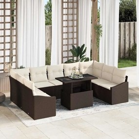 vidaXL Σετ Καναπέ Κήπου 10 pcs Καφέ και κρεμ 100 x 55 x 73 εκ
