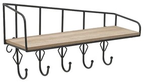 Inart Κρεμάστρα-Ράφι Μεταλλική-Ξύλινη 49x14x26cm Μαύρο-Φυσικό 3-70-812-0184