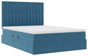 vidaXL Κρεβάτι με αποθηκευτικό χώρο και LED Σκούρο Μπλε 140 x 190 cm