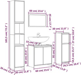 vidaXL Σετ Επίπλων Μπάνιου 4 Τεμαχίων Γκρι Sonoma Επεξεργασμένο Ξύλο