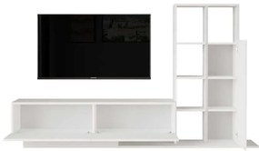 Σύνθετο σαλονιού Damon pakoworld σε λευκή απόχρωση 211.2x29.5x123.6εκ