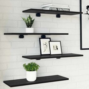 vidaXL Ράφι Βιβλίων 4 pcs Μαύρο 60 x 20 x 1.5 cm Επεξεργασμένο ξύλο