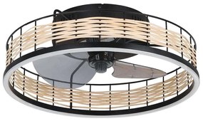 Ανεμιστήρας Οροφής Με Φως Frana 35148 Φ50x17cm Led Black-Natural Eglo Διάμετρος 50cm