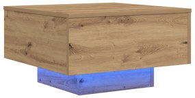 vidaXL Τραπέζι Καφέ με LED Φώτα Artisan Oak 55x55x31 εκ