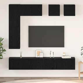 vidaXL Σετ επίπλου τηλεόρασης 8 pcs Μαύρη δρυς Επεξεργασμένο ξύλο