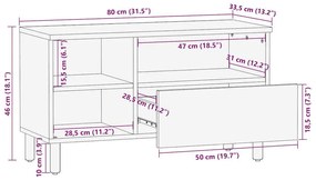 Έπιπλο Τηλεόρασης Μαύρο Ακατέργαστο Μασίφ Ξύλο Μάνγκο - Μαύρο