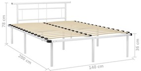 vidaXL Πλαίσιο Κρεβατιού Λευκό 140 x 200 εκ. Μεταλλικό