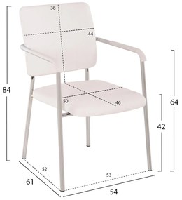 Καρέκλα επισκέπτη Questa με μπράτσα λευκή 56,5x59x85Υ εκ. 4αδα