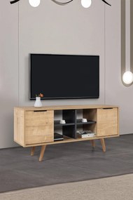 Έπιπλο Τηλεόρασης Sapphire Δρυς / Ανθρακί POTAFE 130x35x18