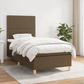 ΚΡΕΒΑΤΙ BOXSPRING ΜΕ ΣΤΡΩΜΑ ΣΚΟΥΡΟ ΚΑΦΕ 100X200 ΕΚ. ΥΦΑΣΜΑΤΙΝΟ 3142236