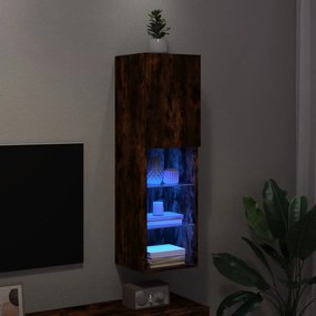 vidaXL Έπιπλο Τηλεόρασης με LED Καπνιστή Δρυς 30,5x30x102 εκ.