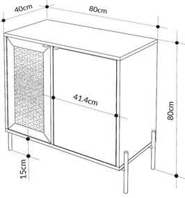 Μπουφές Naive Megapap χρώμα sapphire oak 80x40x80εκ.