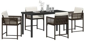 vidaXL Σέτ φαγητού για κήπο 5 pcs Καφέ συνθετικό ρατάν