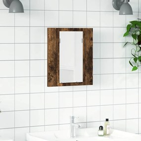 vidaXL Έπιπλο Καθρέφτη Μπάνιου LED Καπνιστή Δρυς 40x12x45εκ Επεξ. Ξύλο