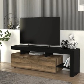 Έπιπλο τηλεόρασης Acnes Megapap χρώμα μαύρο - καρυδί 160x40x53εκ.-GP042-0242,2