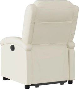 vidaXL Πολυθρόνα Ηλεκτρ. Ανακλινόμενη με Ανύψωση Κρεμ Συνθ.Δέρμα