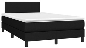 vidaXL Κρεβάτι Boxspring με Στρώμα & LED Μαύρο 120x190 εκ. Υφασμάτινο