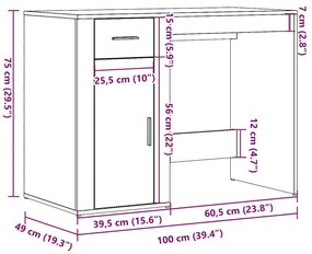 Γραφείο Παλιό Ξύλο 100x49x75 εκ. από Μοριοσανίδα - Καφέ