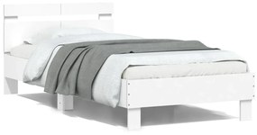 vidaXL Πλαίσιο Κρεβατιού με Κεφαλάρι Λευκό 100x200 εκ. Επεξ. Ξύλο
