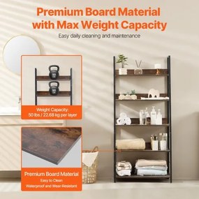 VEVOR Metal Bookshelf Rustic Bookcase 5-Tier for Living room Bedroom &amp; Office
