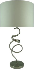 Επιτραπέζιο φωτιστικό Valou Inart Ε27 ασημί αλουμινίου-λευκό ύφασμα Φ35x65εκ