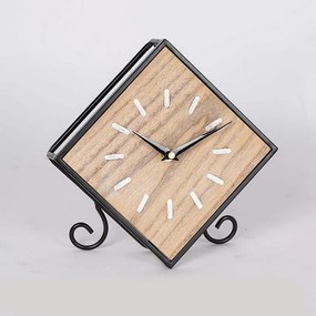 Ρολόι Επιτραπέζιο 753-13010 21,5x10x22cm Oak-Black Estheti Home Ξύλο,Μέταλλο
