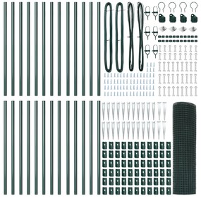 vidaXL Φράχτης Welded Wire  με 13 Στηρίγματα Αιχμών Πράσινος 0.6x50 μ Μέταλλο