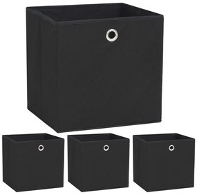 Κουτιά Αποθήκευσης 4 τεμ. Μαύρα 32x32x32 εκ. Ύφασμα Non-woven - Μαύρο