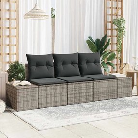 vidaXL Σετ Καναπέ με μαξιλάρι 3 pcs Γκρι συνθετικό ρατάν