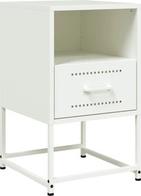 vidaXL Κομοδίνο Λευκό 36x39x60,5 εκ. από Χάλυβα