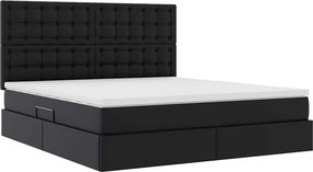 vidaXL Κρεβάτι Αποθήκης με κεφαλάρι Μαύρο 180 x 200 cm Τεχνητό Δέρμα
