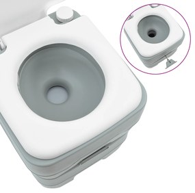 vidaXL Κάθισμα Κατασκήνωσης γκρι σώμα+λευκό καπάκι