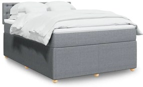 vidaXL Κρεβάτι Boxspring με Στρώμα Ανοιχτό Γκρι 140x200 εκ. Υφασμάτινο