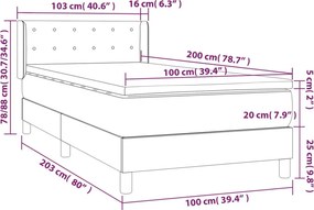vidaXL Κρεβάτι Boxspring με Στρώμα Σκούρο Καφέ 100x200 εκ. Υφασμάτινο