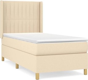 vidaXL Κρεβάτι Boxspring με Στρώμα Κρεμ 80 x 200 εκ. Υφασμάτινο