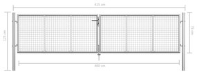 vidaXL Πόρτα Περίφραξης Ασημί 415 x 125 εκ. από Γαλβανισμένο Χάλυβα