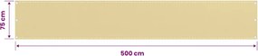 VidaXL Διαχωριστικό Βεράντας Μπεζ 75 x 500 εκ. από HDPE