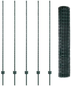 vidaXL Σετ Περικύκλωσης Κήπου Πράσινο 10 x 1.5 μ Μέταλλο & Πλαστικό