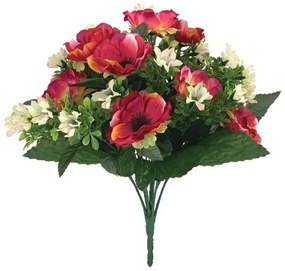 Τεχνητό Μπουκέτο Παπαρούνας 00-00026-2 40cm Fuchsia-Ecru Marhome Πλαστικό, Ύφασμα