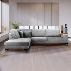 Γωνιακός Καναπές Angelo Fylliana Δεξιά Γωνία Γκρί 300x230x95 εκ. 300x230x95 εκ.