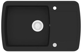 vidaXL Νεροχύτης με Μονή Γούρνα Μαύρος Γρανιτένιος