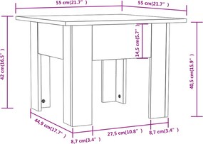 vidaXL Τραπεζάκι Σαλονιού Καφέ Δρυς 55x55x42 εκ. Επεξεργασμένο Ξύλο