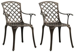 Καρέκλες Κήπου 2 τεμ. Μπρονζέ από Χυτό Αλουμίνιο