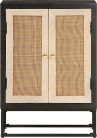 vidaXL Ντουλάπι Μαύρο 55x30x76 εκ. από Μασίφ Ξύλο Μάνγκο και Σίδηρο