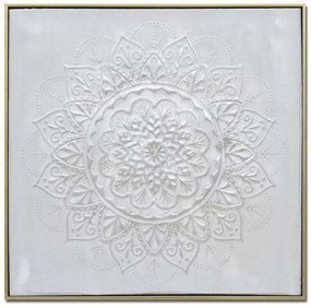 Πίνακας Καμβάς Rozeta 016281 62x5x62cm White-Gold Square Ξύλο, Καμβάς