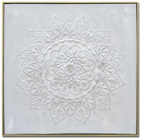 Πίνακας Καμβάς Rozeta 016281 62x5x62cm White-Gold Τετράγωνοι Wood, Canvas